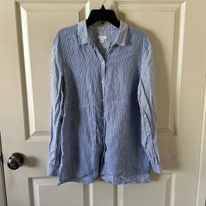 J Jill Love Linen Essential Striped Button Down Shirt